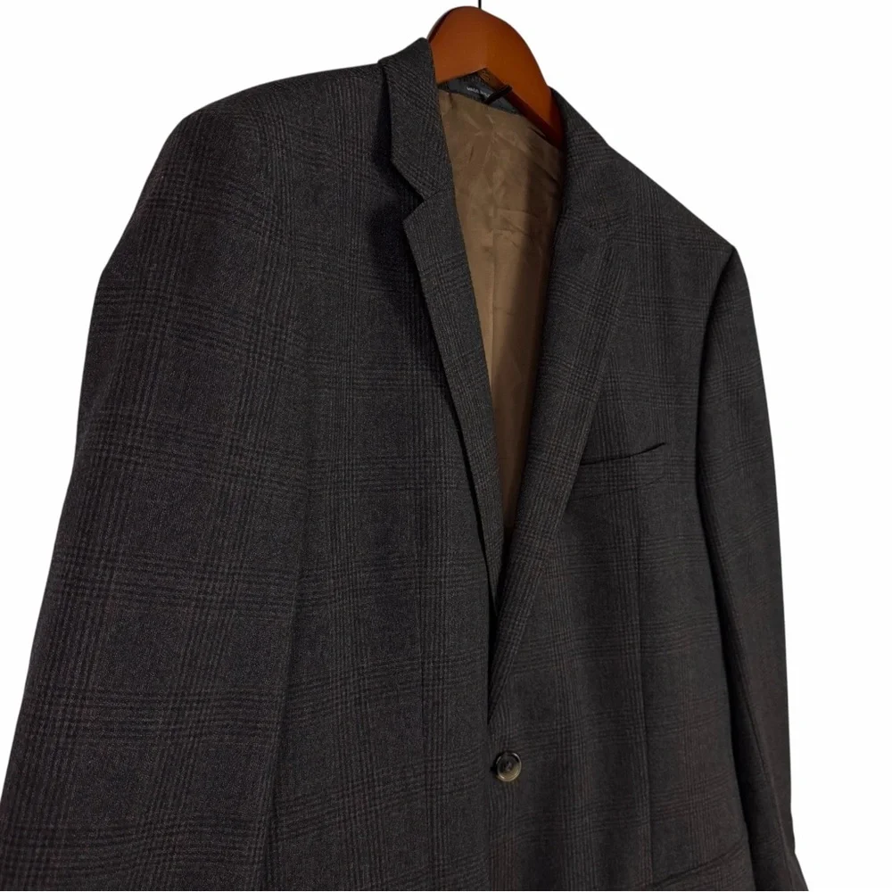 Hugo Boss Brown Glen Plaid Wool Blazer Sport Coat Jacket Blazer Business 42L